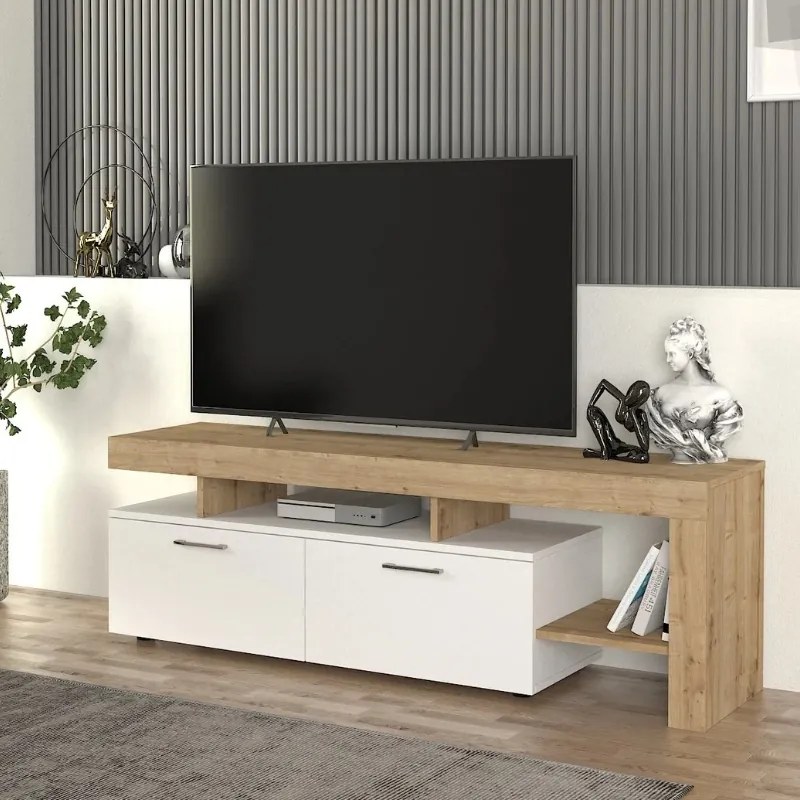 ΕΠΙΠΛΟ ΤΗΛΕΟΡΑΣΗΣ ACNES MEGAPAP ΧΡΩΜΑ ΛΕΥΚΟ - SAPPHIRE OAK 160X40X53ΕΚ.