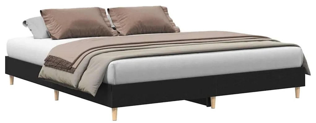 vidaXL Σκελετός Κρεβατιού Μαύρη δρυς 200 x 200 cm Επεξεργασμένο ξύλο