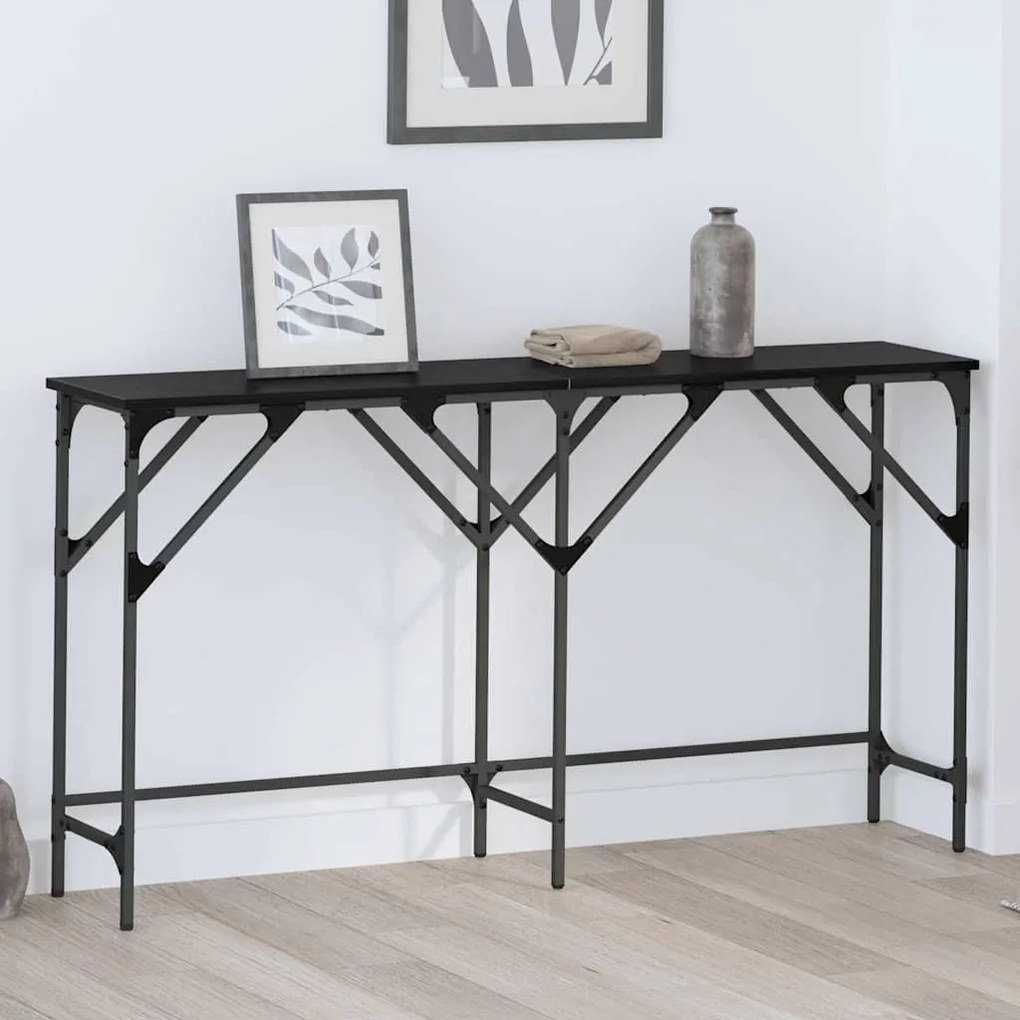 vidaXL Τραπέζι κονσόλας Μαύρη δρυς 140 x 29 x 75 εκ Επεξεργασμένο ξύλο