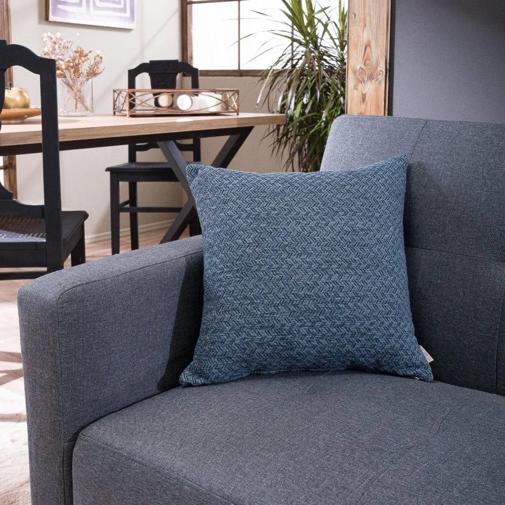 Μαξιλαροθήκη Διακοσμητική Kingston 04 Blue Grey Teoran 43X43 Cotton-Acrylic
