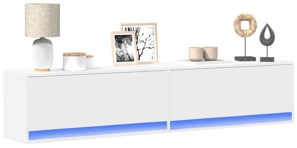 vidaXL Έπιπλο Τοίχου Τηλεόρασης με LED Λευκό 180x31x38 εκ.