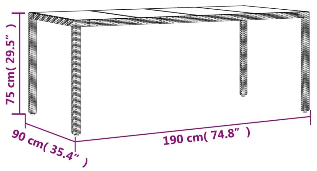 ΤΡΑΠΕΖΙ ΚΗΠΟΥ ΜΕ ΓΥΑΛΙΝΗ ΕΠΙΦΑΝΕΙΑ ΜΠΕΖ 190X90X75 ΕΚ ΡΑΤΑΝ 365539