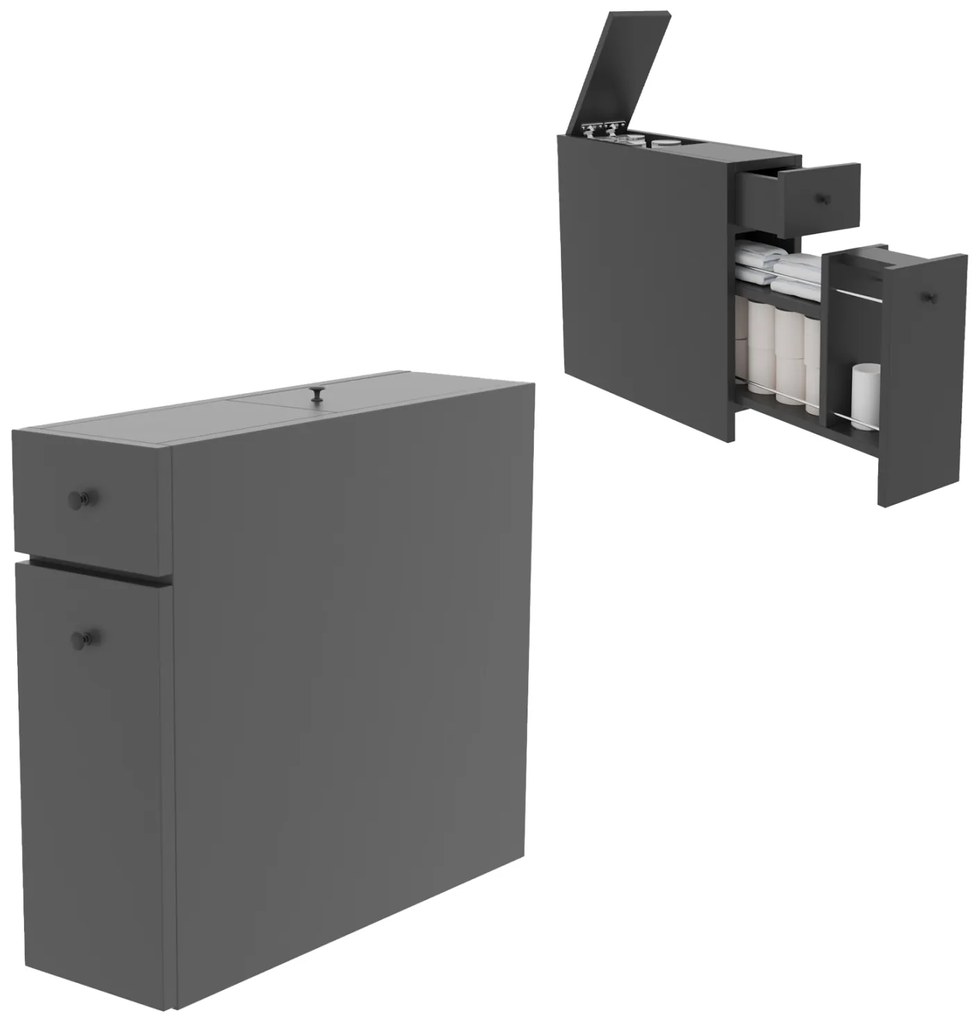 ΝΤΟΥΛΑΠΙ ΜΠΑΝΙΟΥ ΑΝΘΡΑΚΙ ΜΕΛΑΜΙΝΗ 19x60x55Υεκ.HM9424.01