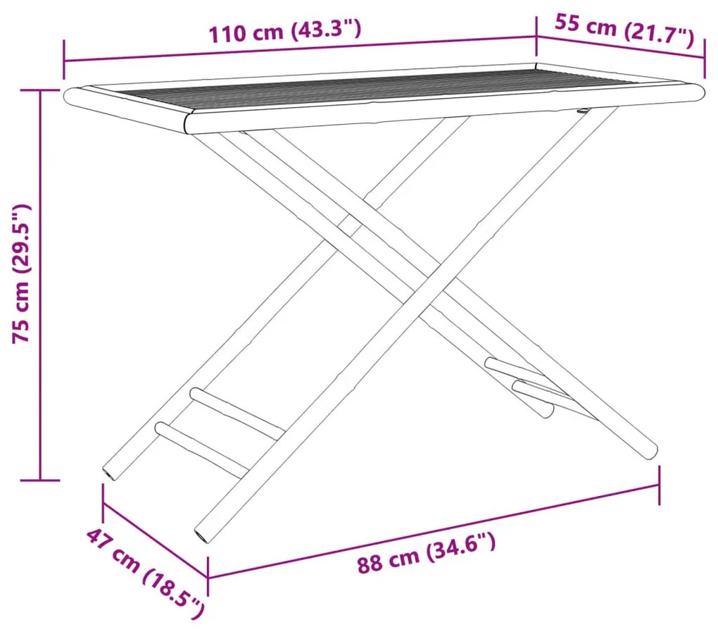 Τραπέζι Κήπου Πτυσσόμενο 110x55x75 εκ. από Μπαμπού - Καφέ