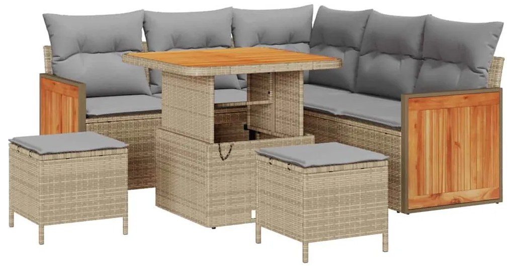 vidaXL Σετ Καναπέ Κήπου με μαξιλάρι 8 pcs μπεζ και ανοιχτό γκρι