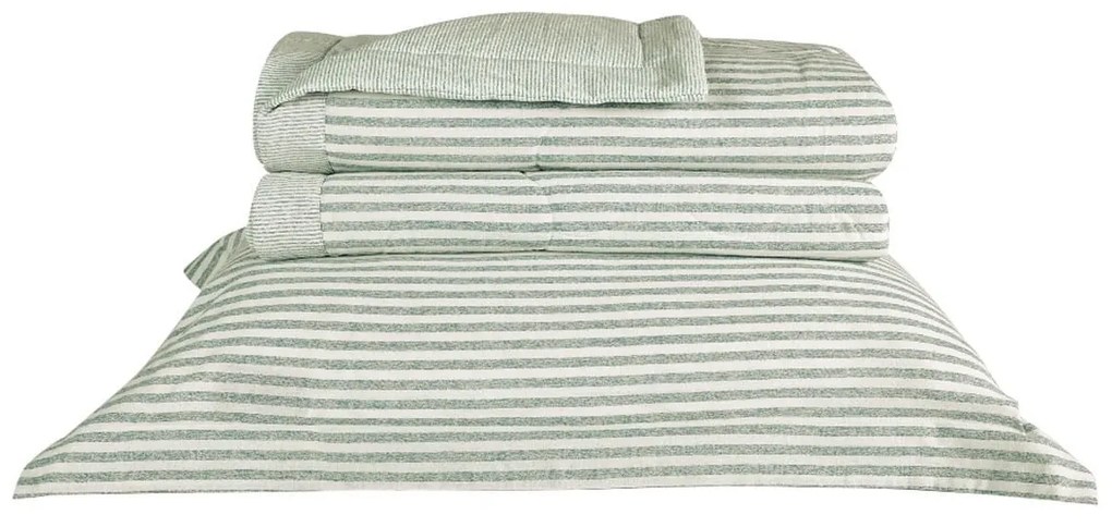Κουβερλί Delia 10 Green Kentia Υπέρδιπλo 220x240cm Cotton-Linen
