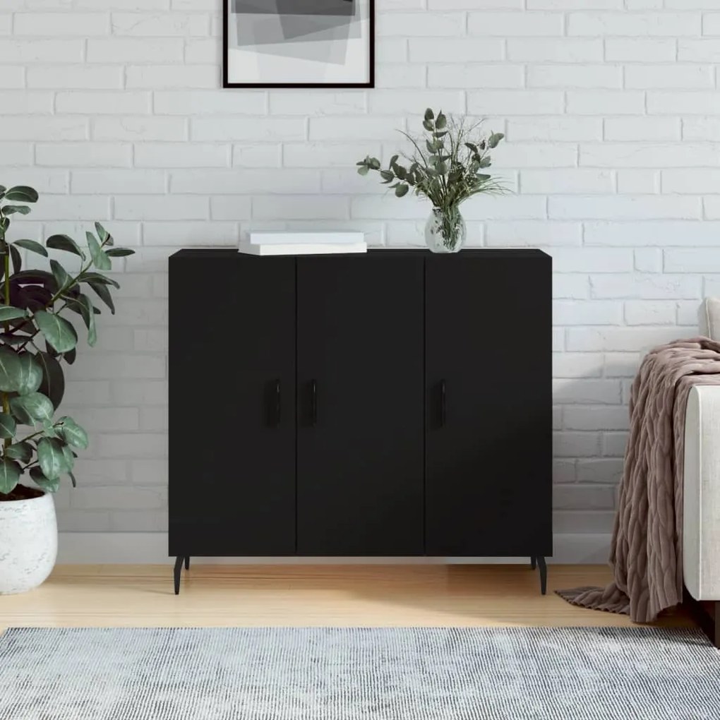 vidaXL Ντουλάπι Μαύρο 90 x 34 x 80 εκ. από Επεξεργασμένο Ξύλο