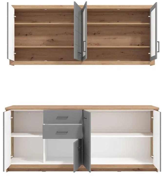 Σύνθεση Κουζίνας Ipanema 200 Artisan Oak - Γκρί Ματ 200x60x224,5 εκ. 200x60x224.5 εκ.