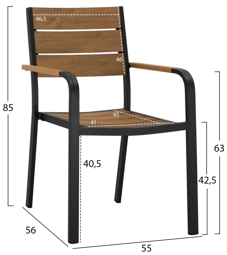 ΠΟΛΥΘΡΟΝΑ ΑΛΟΥΜΙΝΙΟΥ SAGA ΑΝΘΡΑΚΙ ΜΕ POLYWOOD HM5127.02 55x56x85Υεκ. - 0614597 - HM5127.02