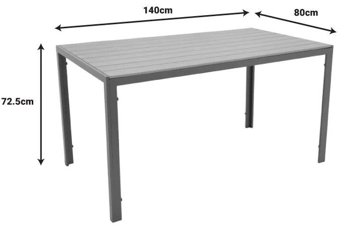 Τραπεζαρία Nares-Moly A σετ 5τεμ ανθρακί-μαύρο αλουμίνιο και plywood σε φυσικό χρώμα 140x80x72.5εκ 140x80x72.5 εκ.