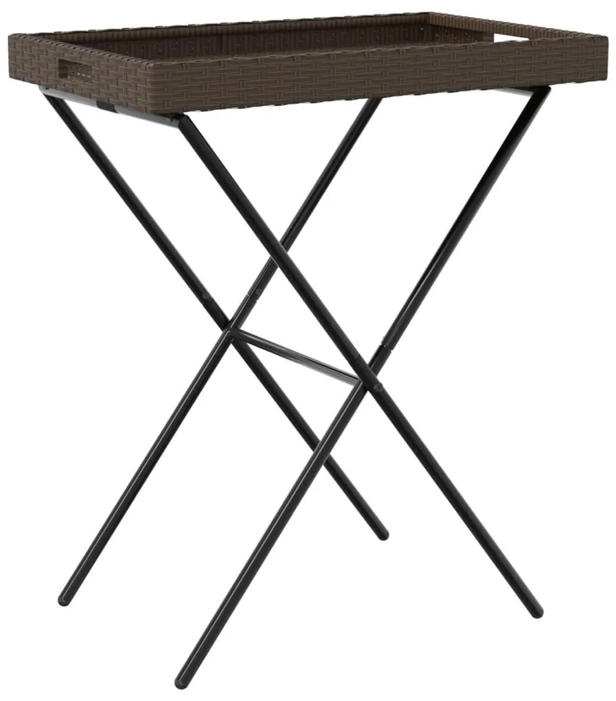 vidaXL Τραπέζι Δίσκος Πτυσσόμενο Καφέ 65x40x75 εκ. Συνθετικό Ρατάν