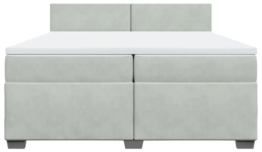 vidaXL Κρεβάτι Boxspring με Στρώμα Ανοιχτό Γκρι 200x200 εκ. Βελούδινο