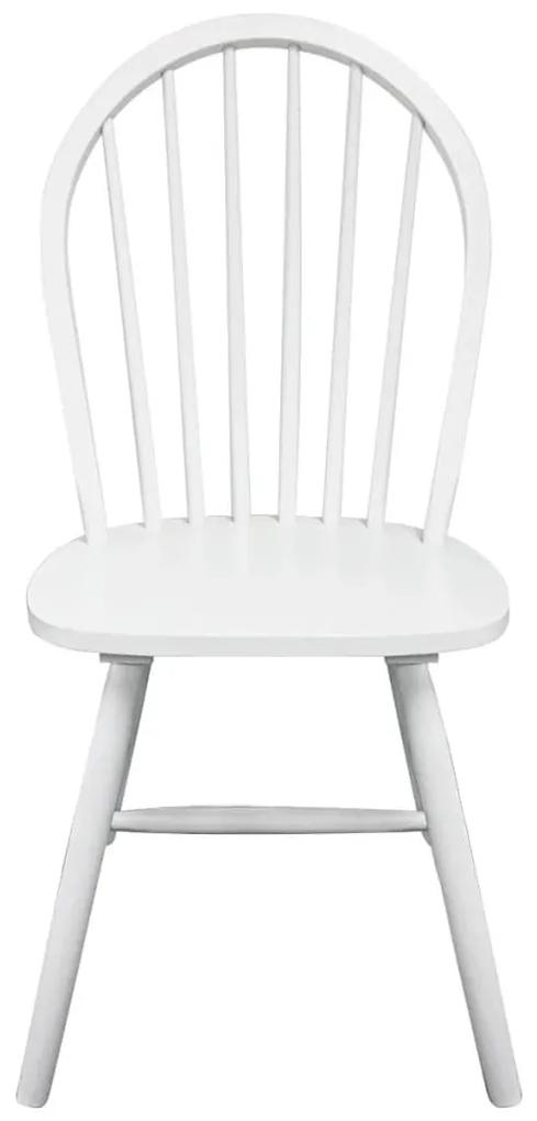 Καρέκλες Τραπεζαρίας 4 τεμ. Λευκές Μασίφ Ξύλο Καουτσουκόδεντρου - Λευκό