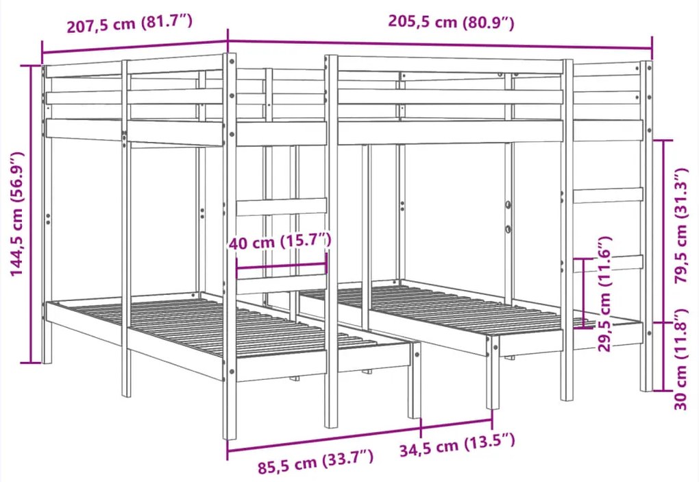 ΣΚΕΛΕΤΟΣ ΤΡΙΠΛΗΣ ΚΟΥΚΕΤΑΣ 200X200/80X200 ΕΚ. ΜΑΣΙΦ ΠΕΥΚΟ 3308583