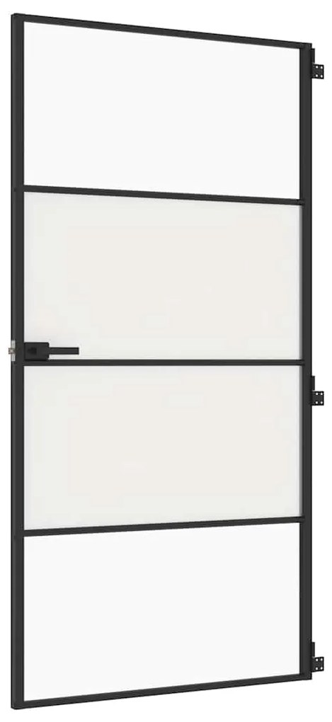 vidaXL Εσωτερική Πόρτα Μαύρη 102,5x201,5 εκ. Ψημένο Γυαλί & Αλουμίνιο