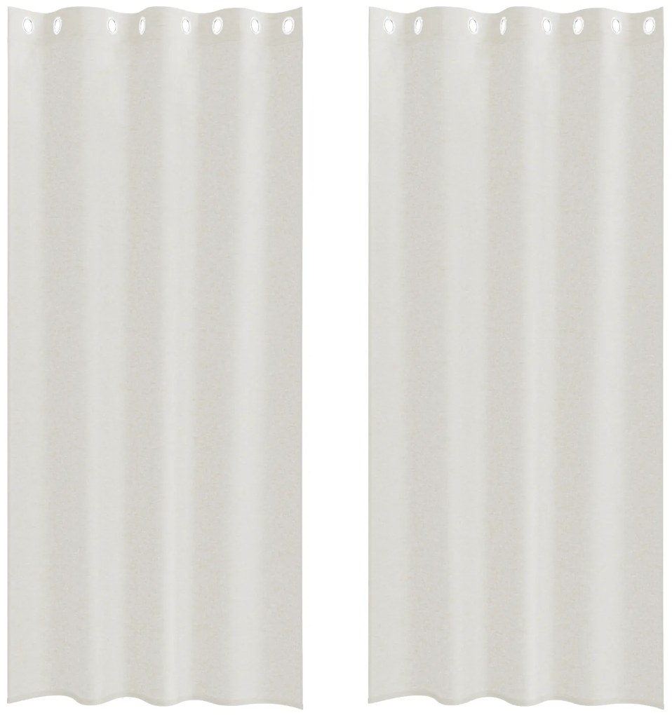 vidaXL Κουρτίνες με κουρτίνες 2 pcs Κρεμ 140 x 225 cm Πολυεστέρας