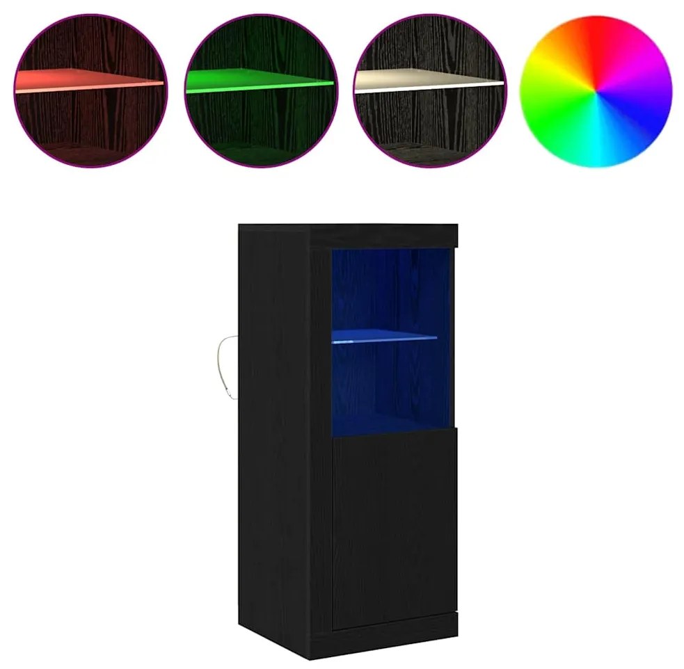 vidaXL Κονσόλα με LED Φώτα Μαύρο Δρυς 41x37x100 εκ.