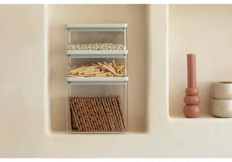 Κουτιά αποθήκευσης Brabantia Tasty+ Stackable 1008882, 1.5l/3.5l, BPA-free, Στεγανό κλείσιμο, Ανοιχτό γκρι