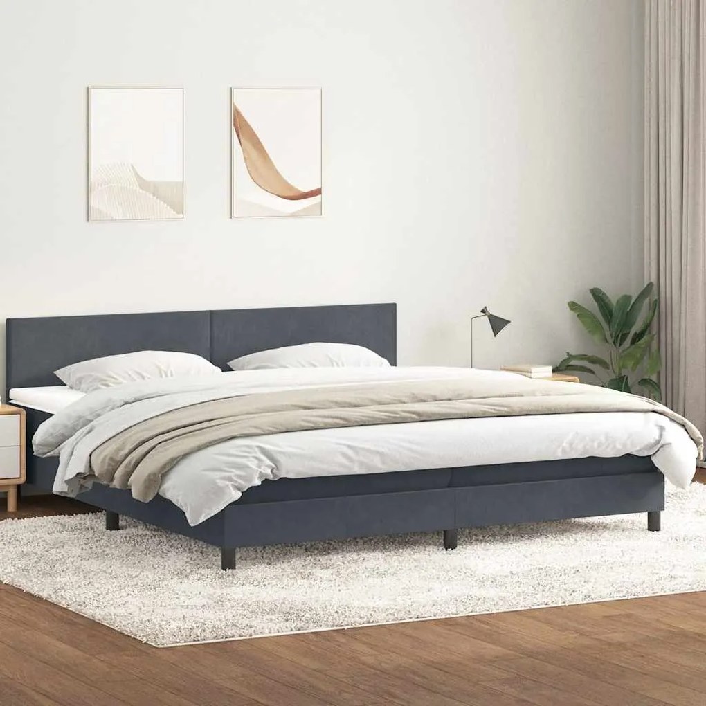 BOX SPRING ΚΡΕΒΑΤΙ ΜΕ ΣΤΡΩΜΑ ΣΚΟΥΡΟ ΓΚΡΙ 200X220 CM ΒΕΛΟΥΔΙΝΟ 3316084