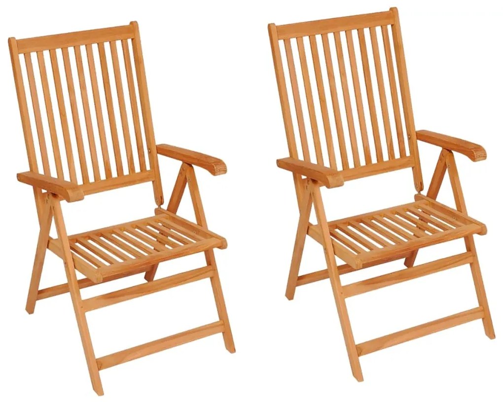 vidaXL Καρέκλες Κήπου 2 τεμ. από Μασίφ Ξύλο Teak & Μπλε Ρουά Μαξιλάρια