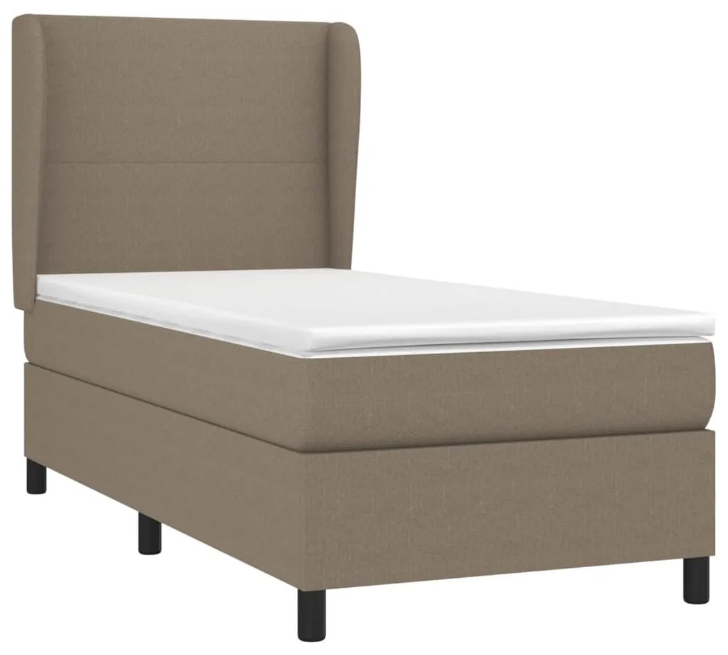 Κρεβάτι Boxspring με Στρώμα Taupe 90x200 εκ. Υφασμάτινο - Μπεζ-Γκρι