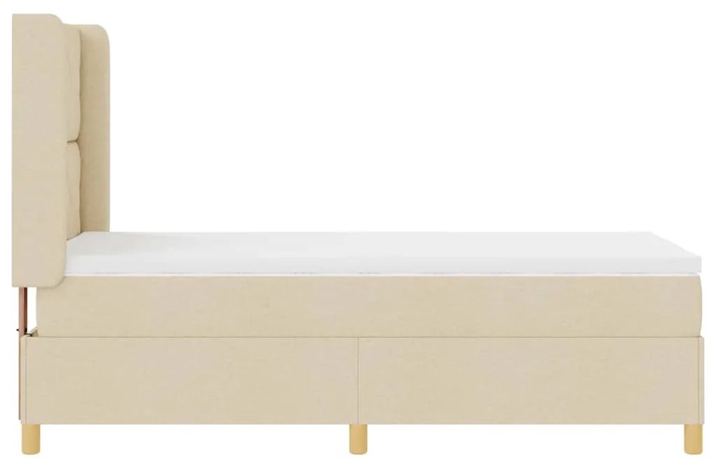 vidaXL Κρεβάτι με ελατήριο με στρώμα Κρεμ 90 x 200 cm ύφασμα