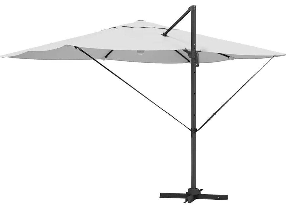 vidaXL Ομπρέλα ηλίου με φώτα λωρίδας LED Άμμος 351 x 250 x 253 εκ