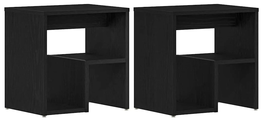 vidaXL Κομοδίνο 2 pcs Μαύρη δρυς 40 x 30 x 40 εκ Επεξεργασμένο ξύλο