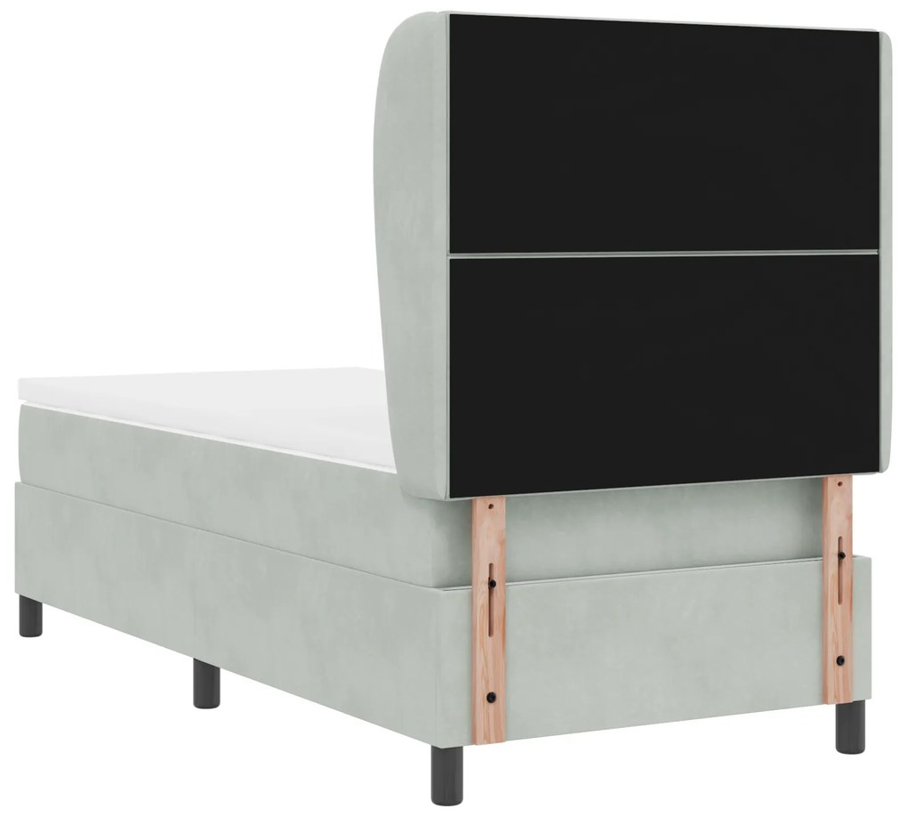 vidaXL Κρεβάτι με Στρώμα Light Grey 90x200 cm Βελούδο
