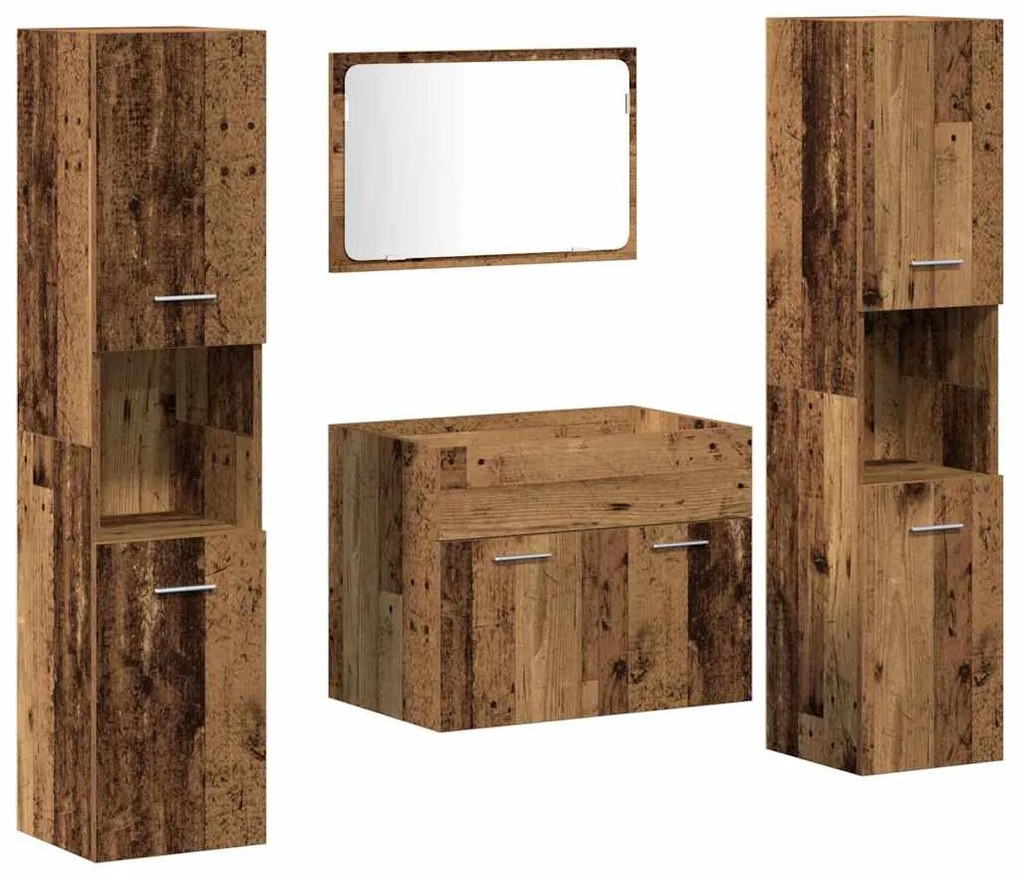 vidaXL Σετ Επίπλων Μπάνιου 4 pcs Παλιό Ξύλο Επεξεργασμένο ξύλο