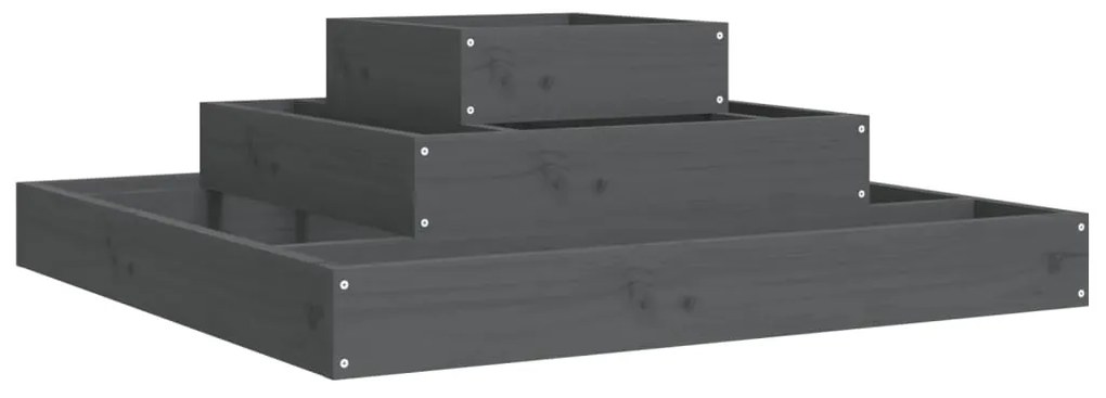 vidaXL Ζαρντινιέρα Γκρι 80 x 80 x 27 εκ. από Μασίφ Ξύλο Πεύκου