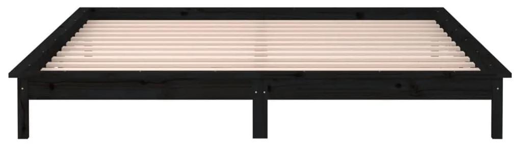 Πλαίσιο Κρεβατιού LED Μαύρο 150x200 εκ. King Size Μασίφ Ξύλο - Μαύρο