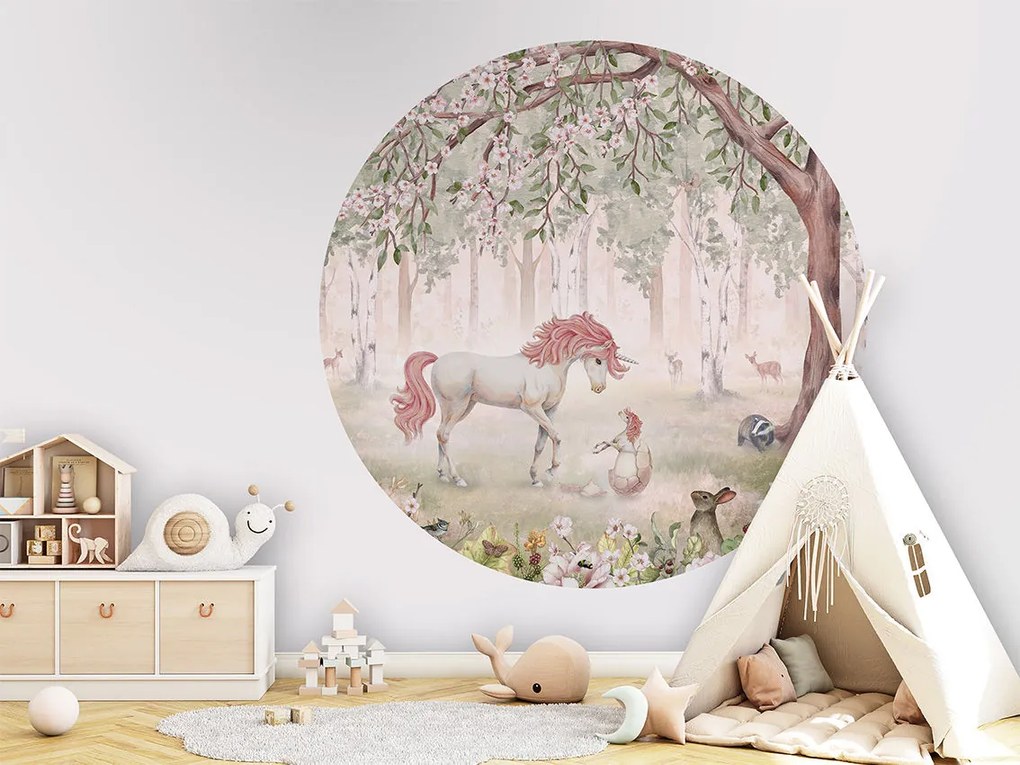 Unicorn Forest Ταπετσαρια Τοιχου Πρασινο Στρογγυλη 80cm