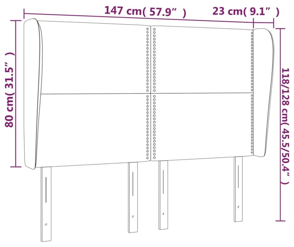 Κεφαλάρι με Πτερύγια Ανοιχτό Γκρι 147x23x118/128 εκ. Υφασμάτινο 3117814