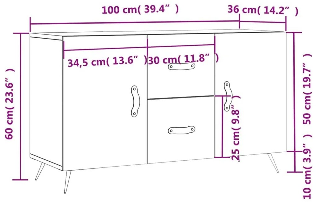 Ντουλάπι Λευκό 100 x 36 x60 εκ. Επεξεργασμένο Ξύλο - Λευκό