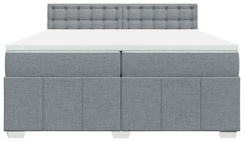 vidaXL Κρεβάτι Boxspring με Στρώμα Ανοιχτό Γκρι 200x200 εκ. Υφασμάτινο