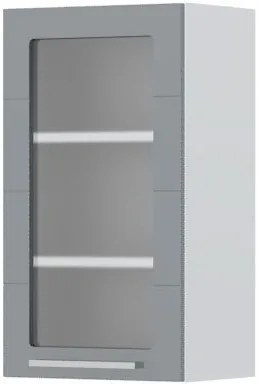 Ντουλάπι κρεμαστό Hudson V7-40-1KS με βιτρίνα-Λευκό - Γκρι