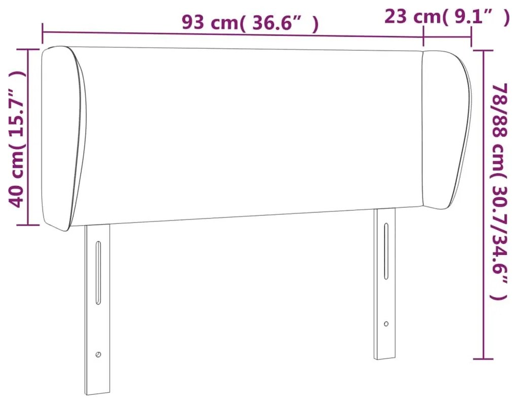Κεφαλάρι με Πτερύγια Ανοιχτό Γκρι 93x23x78/88 εκ. Υφασμάτινο - Γκρι
