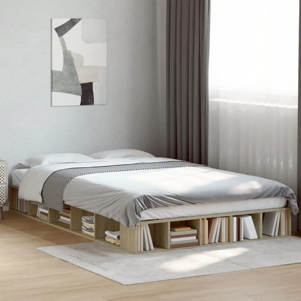 vidaXL Πλαίσιο Κρεβατιού Sonoma Δρυς 120x200 εκ. Επεξεργασμένο Ξύλο