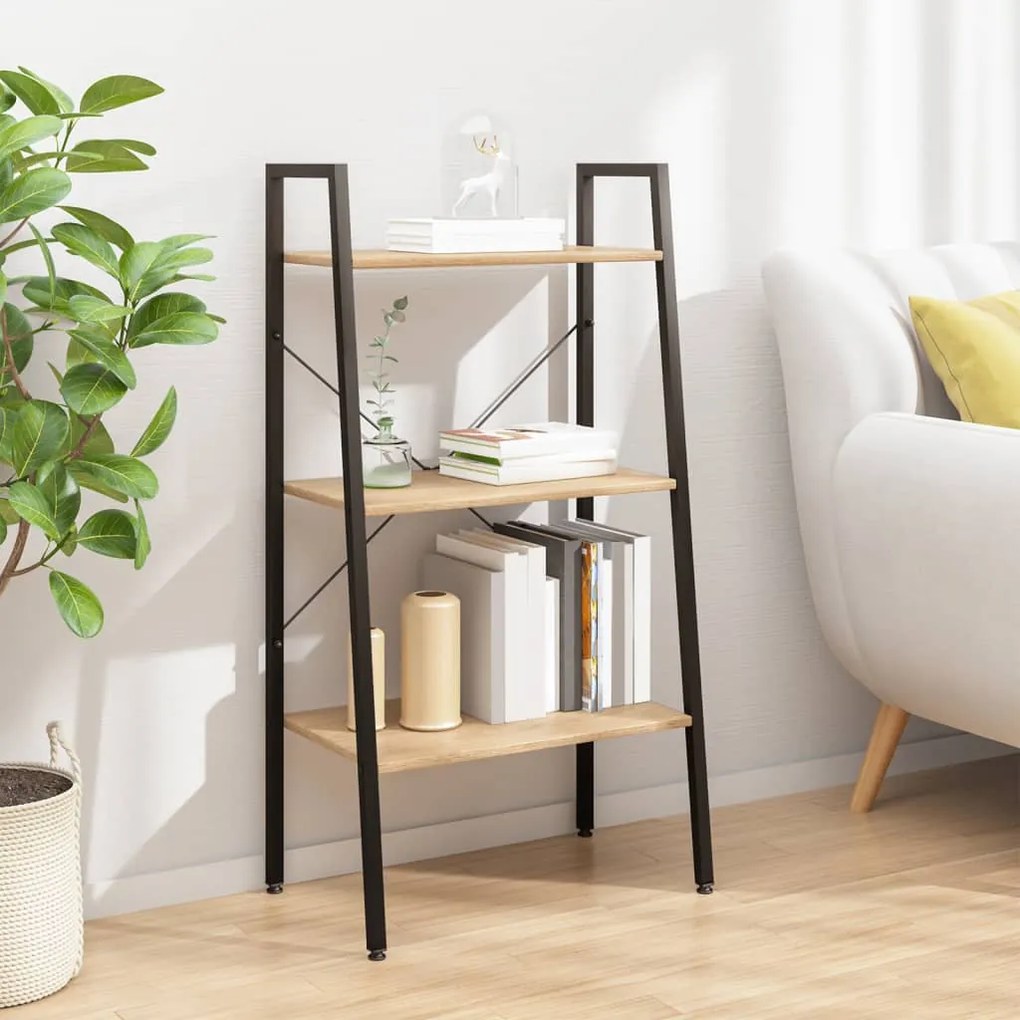 vidaXL Ραφιέρα 3 Επιπέδων Ανοιχτό Καφέ &amp; Μαύρο 56 x 35 x 108 εκ.