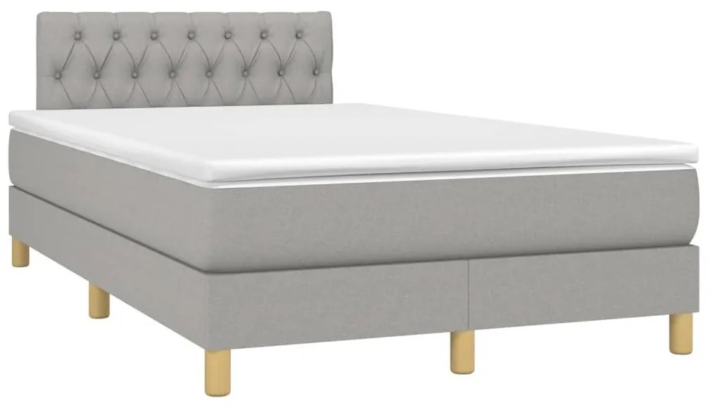 Κρεβάτι Boxspring με Στρώμα Ανοιχτό Γκρι 120x200 εκ. Υφασμάτινο - Γκρι