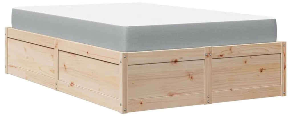 vidaXL Κρεβάτι με Στρώμα 120x190 εκ Μασίφ Ξύλο Πεύκου