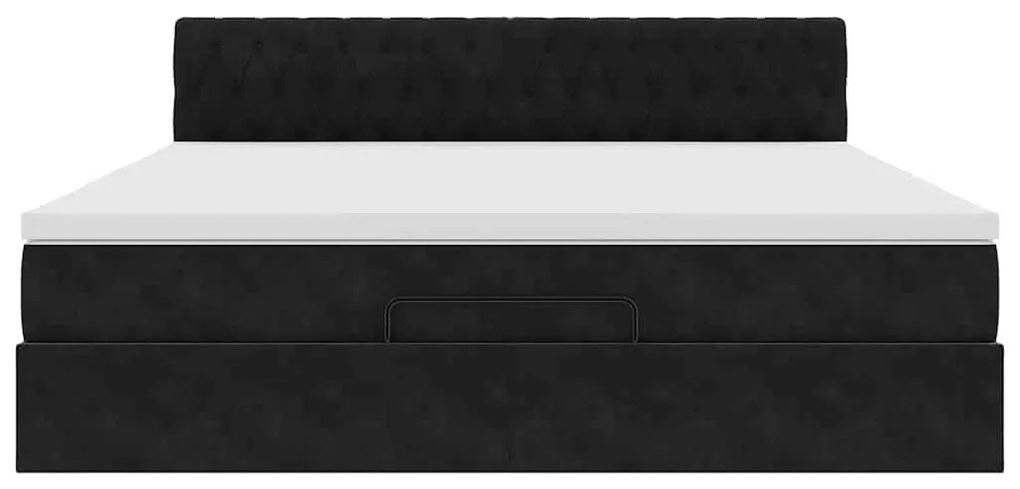 vidaXL Οθωμανικό κρεβάτι με στρώμα Μαύρο 180x200cm Velvet