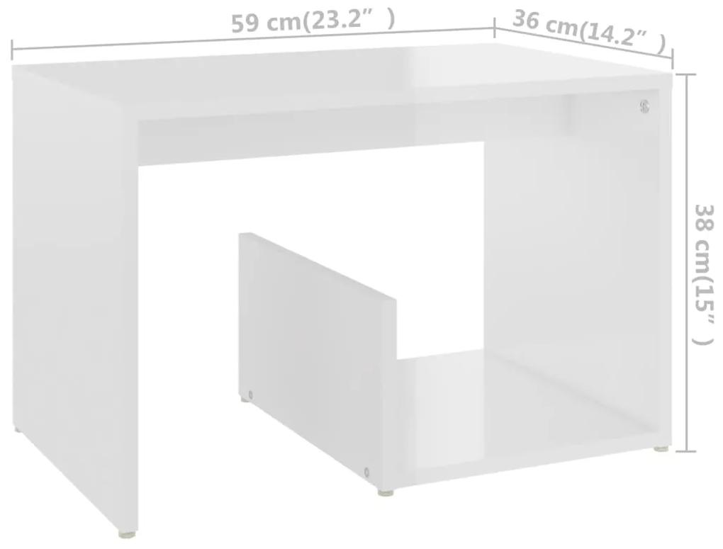 vidaXL Τραπέζι Βοηθητικό Γυαλιστερό Λευκό 59 x 36 x 38 εκ. Επεξ. Ξύλο