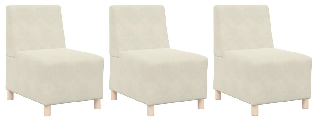 vidaXL Καναπέδες 3 pcs Κρεμ 55 x 74 x 82 εκ. Βελούδο