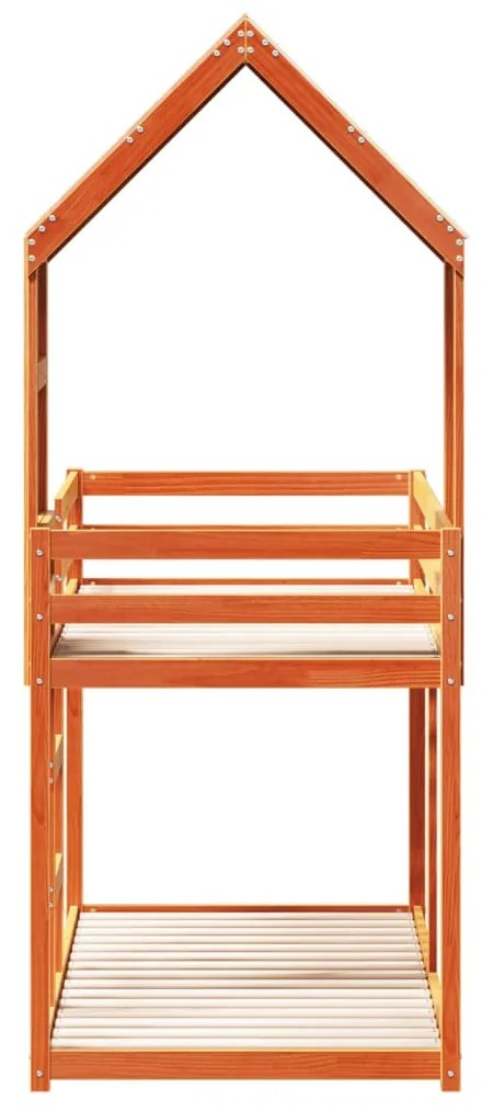 vidaXL Κουκέτα με Οροφή Καφέ Κεριού 90x200εκ. από Μασίφ Ξύλο Πεύκου