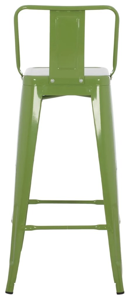 Σκαμπό Bar Μεταλλικό Melita Με Πλάτη Σε Light Olive Green 43x43x100εκ.