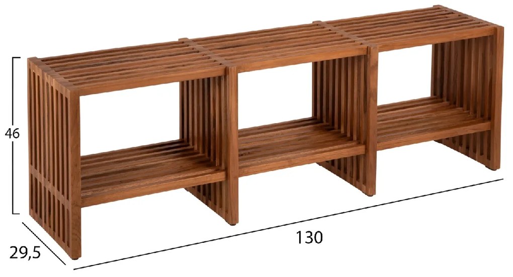 ΚΟΝΣΟΛΑ NYA HM9831 ΜΑΣΙΦ ΞΥΛΟ TEAK ΣΕ ΦΥΣΙΚΟ ΧΡΩΜΑ 130x29,5x46Υ εκ.