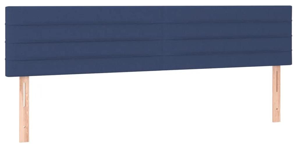 vidaXL Κρεβάτι Boxspring με Στρώμα Μπλε 200x200 εκ. Υφασμάτινο