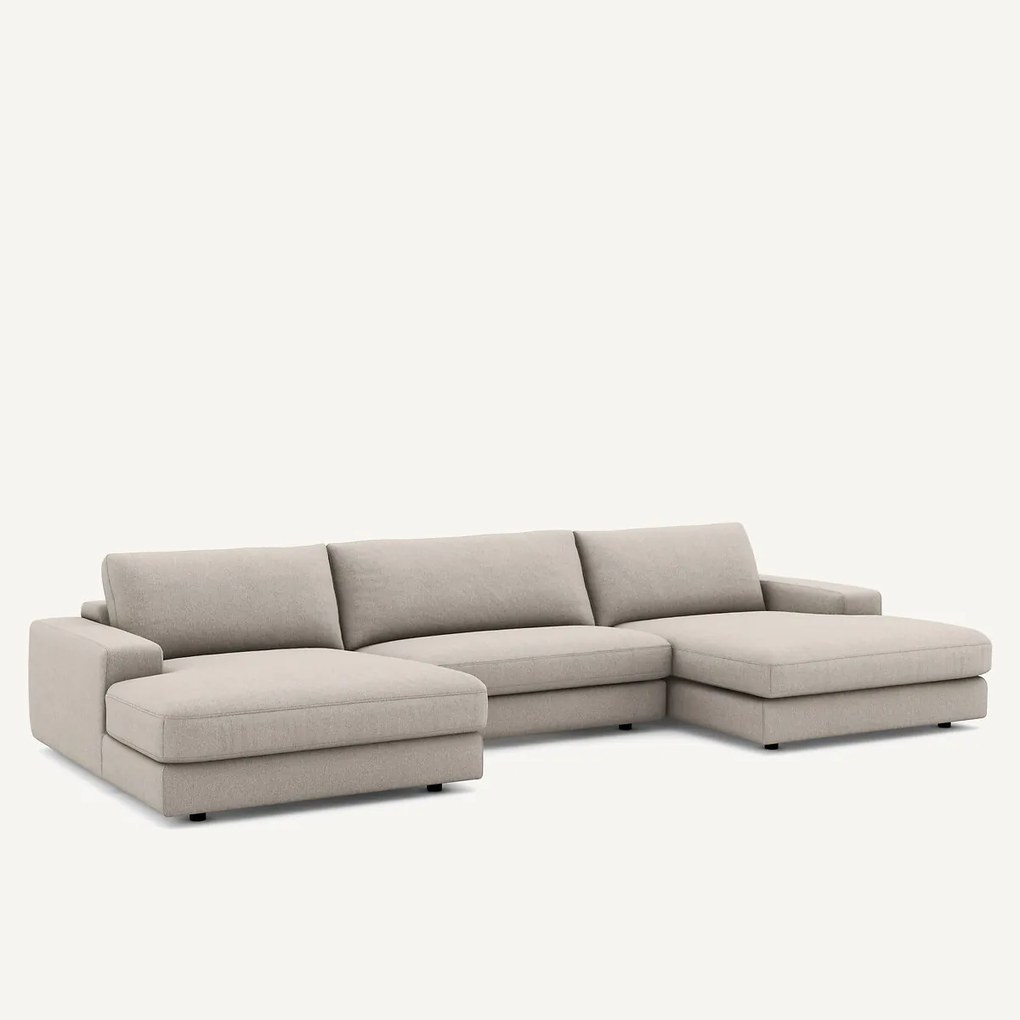 Καναπές 5 θέσεων με υφή βισκόζη-λινό, Skander